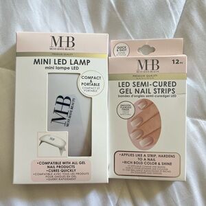 MHB LED Lamp and Gel Nail Strips Set - White and Pink
